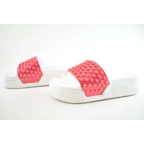 Christian Louboutin Pool Fun Donna Flat Pink White Platform Slide Sandal 39.5 - Picture 10 of 12